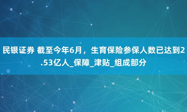 民银证券 截至今年6月，生育保险参保人数已达到2.53亿人_保障_津贴_组成部分