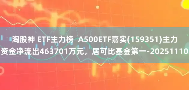 淘股神 ETF主力榜  A500ETF嘉实(159351)主力资金净流出463701万元，居可比基金第一-20251110